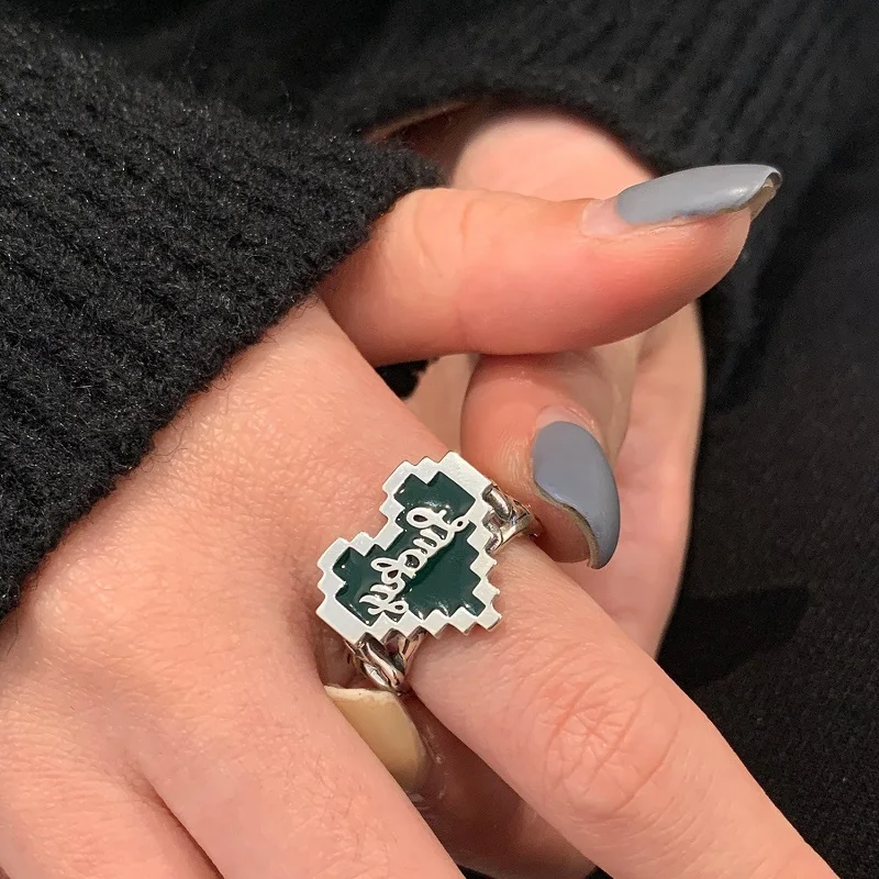 

Fashion Heart Rings for Women Mosaic Lucky Heart Love Promise Rings Hiphop Punk Open Band Ring Party Jewelry Gifts