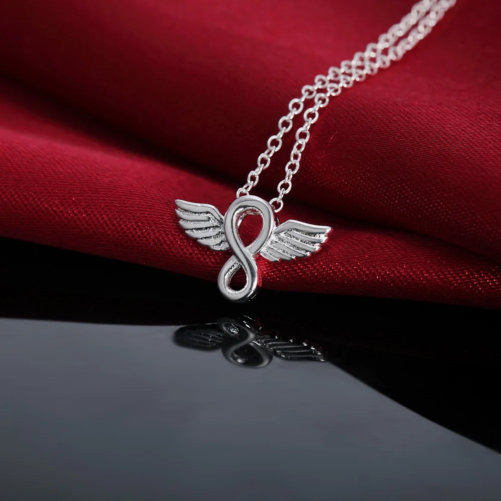 

New fashion 925 Stamp Silver color cute Little angel wings Pendant Necklace For Women Gifts luxury Wedding Jewelry