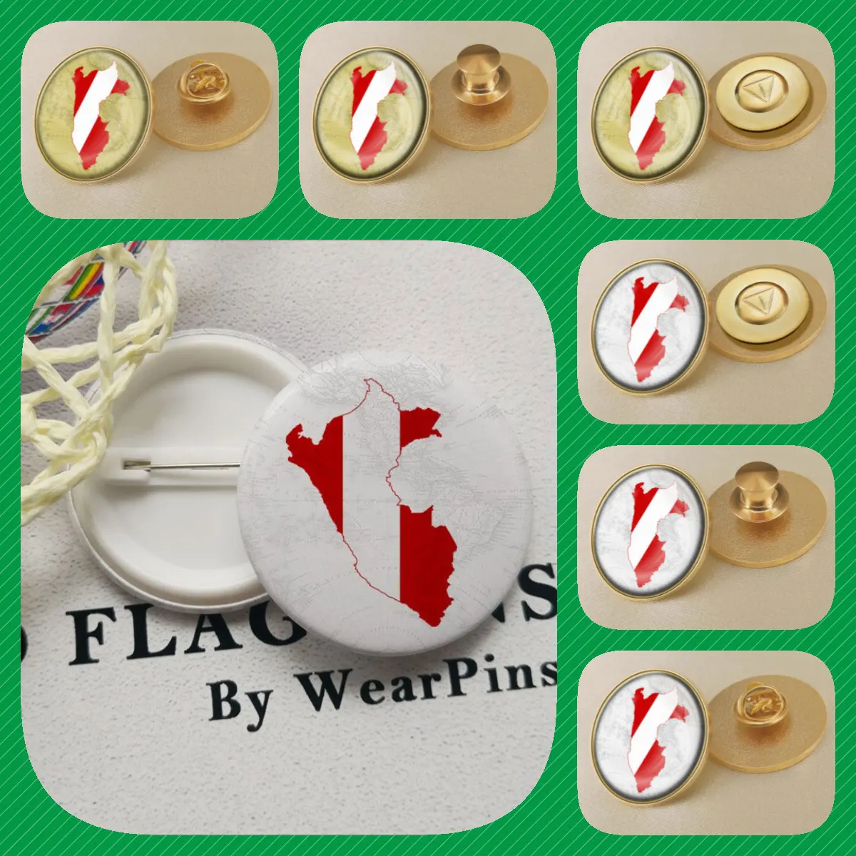 Перу перуанские карты флаг Национальная эмблема броши в виде цветка