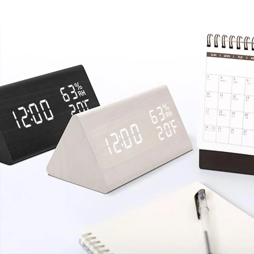 With Usb Port Electric Desk Clock Battery Adjustable Volume Dimmer Snooze 12/24h - Stylish Wood Décor