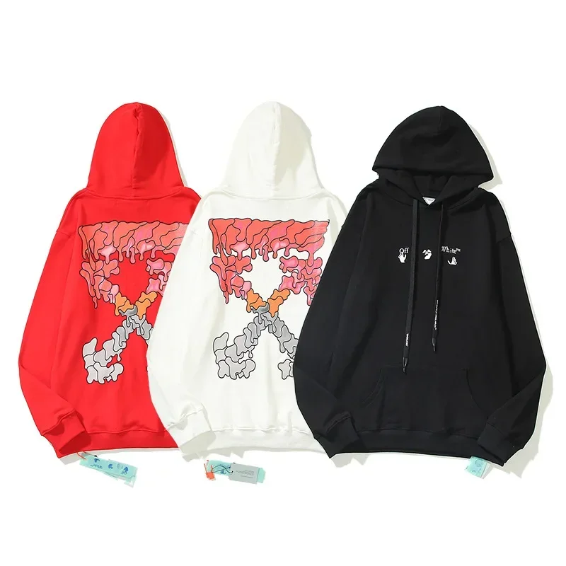 

New Fashion Luxury OFF white for Women Clothing Washed Vintage Loose Hooded Female Fashion Pullovers White Hoodies Sweatshirt