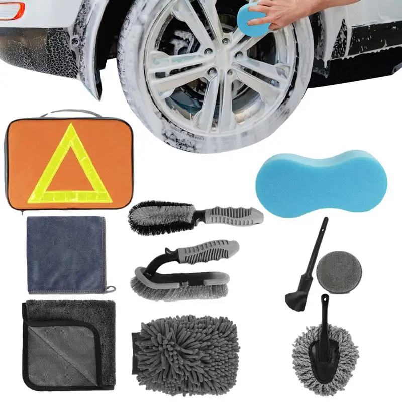 

Car Cleaning Kit Detail Brushes Car Detailing 10pcs Cleaning Tools For All Car Parts Motorcycle Van Home Exterior