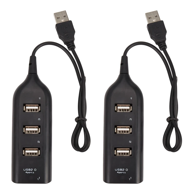 

2X High Speed Mini 4 Ports 2.0 USB HUB Splitter Adapter For Laptop PC Notebook Receiver Computer Peripherals Accessories