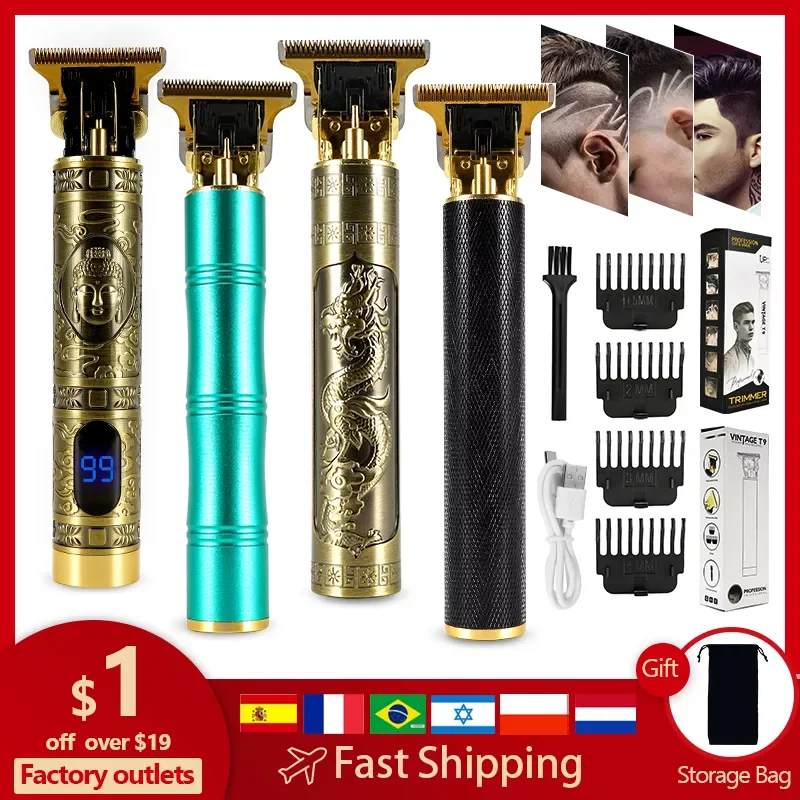 

Electric Hair Clipper Man LCD 0mm Shaver Trimmer For Men Barber Professional Beard Rechargeable Hair Cutting Machine T9 USB