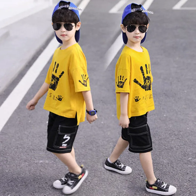 

Boy Teenager Casual Clothing Sets Children Summer Suit Boy Cartoon T Shirt + Short Pant Kids Tracksuit for Clothes 2pc 4-12Yer
