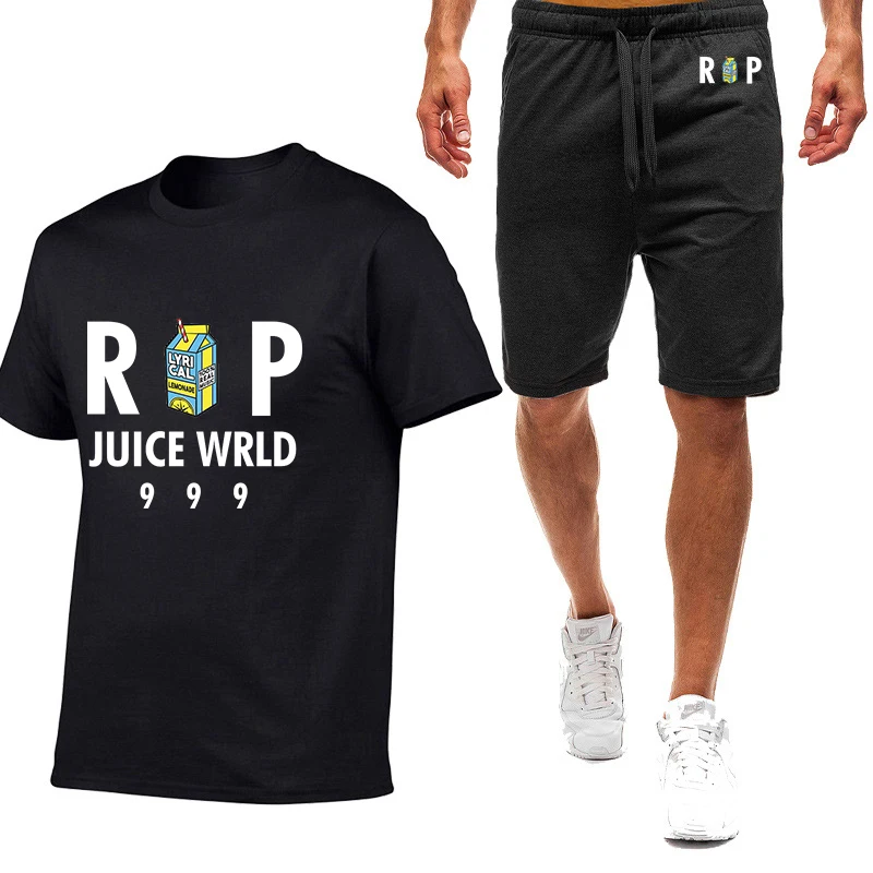 2022 Juice WRLD Men's New Summer Sale Tracksuit Clothing Fitness Tracksuits Short Sleeve T-shirt+Shorts 2-Pieces Sets