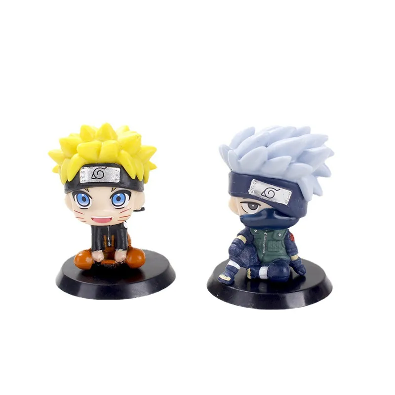 

2 Pcs/Set Naruto Action Figure Toy Anime 6.5 CM Q Version Kakashi Sasuke Pvc Model Statue Figma Collectible Children Gifts