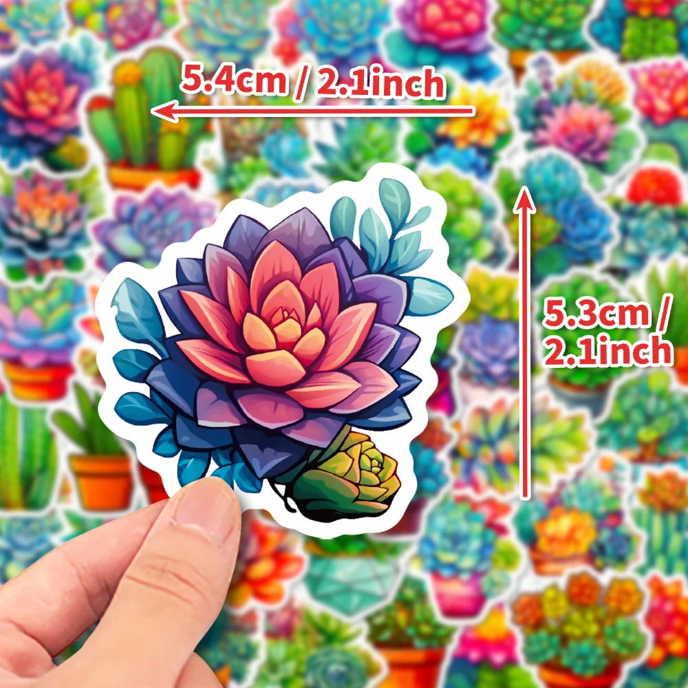 

50Pcs Cartoon Cute Succulent Plants Stickers Set Decorative Stationery Scrapbooking DIY Diary Album Sticker Lable