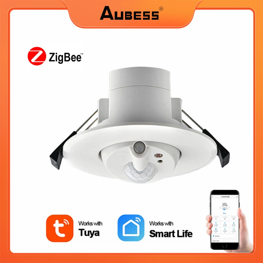 

Aubess Zigbee Smart Tuya Ceiling-mounted Human Motion Movement Sensor PIR Transducer Infrared Detector Use With Zigbee Gateway