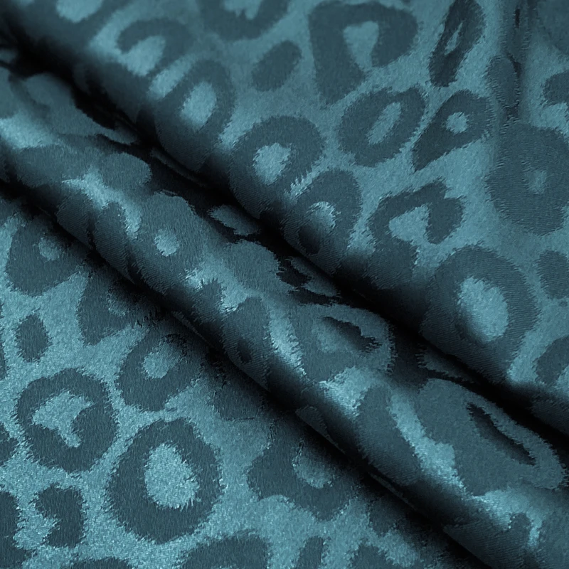 3/5/10m Silky Jacquard Satin Fabric Leopard Pattern Material for Sewing Dress Shirt Clothes By Meter Black White Green Blue Red - купить по