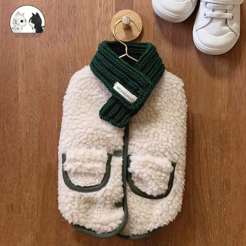 

2023NEW Thick Warm Pet Dog Clothes Winter Dogs Cats Jacket Gift Scarf Cotton Plush Coat for Puppy Ropa Perro French Bulldog Clo