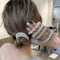 2021 korean elastic hair bands elegant pearl crystal rubber band for women jewelry accessories
