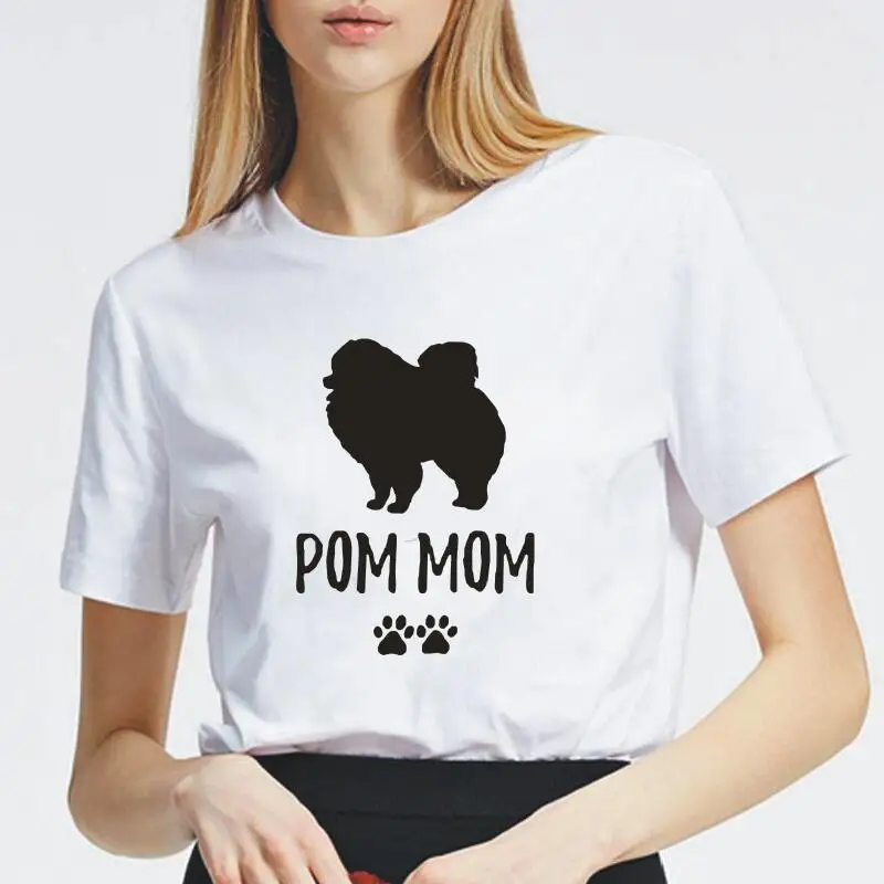 

Summer Short Sleeve Woman Tshirts Fashion Pomeranian Dog Moms Letter T Shirt Women Tops Casual Funny Harajuku Tee Shirt Femme