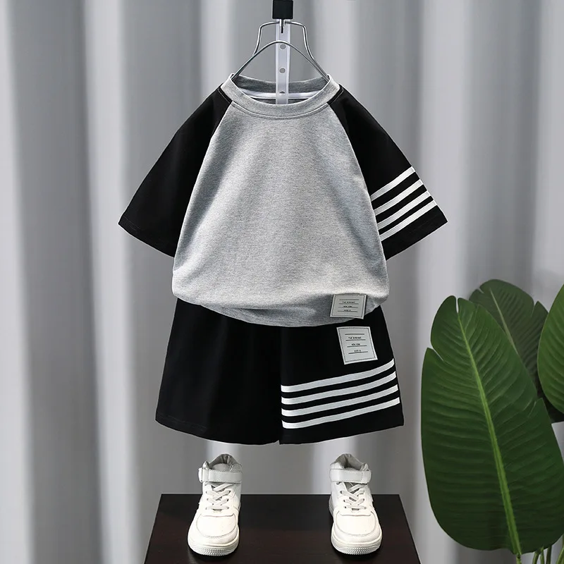 

Baby Boys Summer Clothing Sports Sets Letter T Shirt+Short Pants 2pcs Suits Boys Tarcksuit Clothes 2 3 4 5 6 7 8 Years
