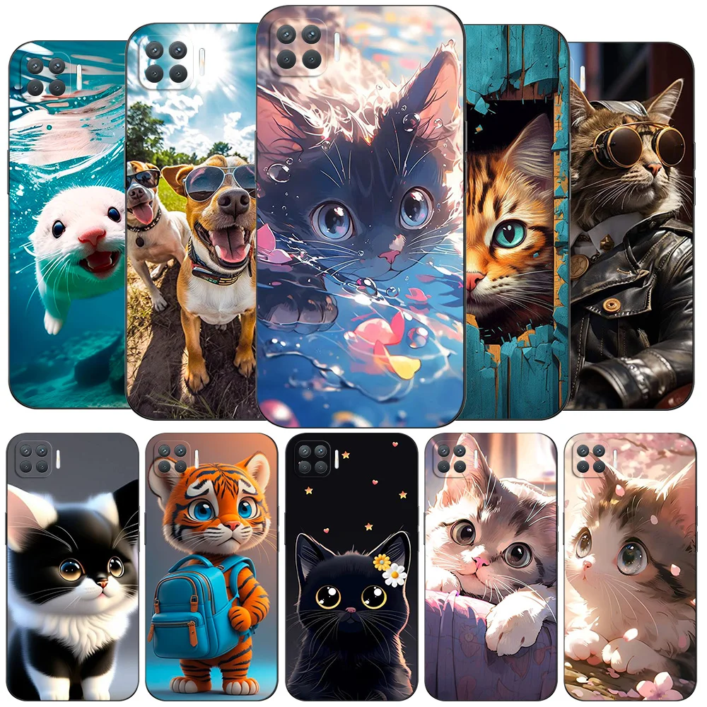 Для Oppo A93 Reno4 Lite чехол для F17 Pro Cover Reno 4 F17Pro CPH2125 CPH2119 черный ТПУ amazing cool pets