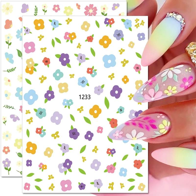 

Cute Star Moon Cloud Nail Stickers Rainbow Flower Nail Decals Geometric Nail Art Decorations Nail Designer Sliders Manicure