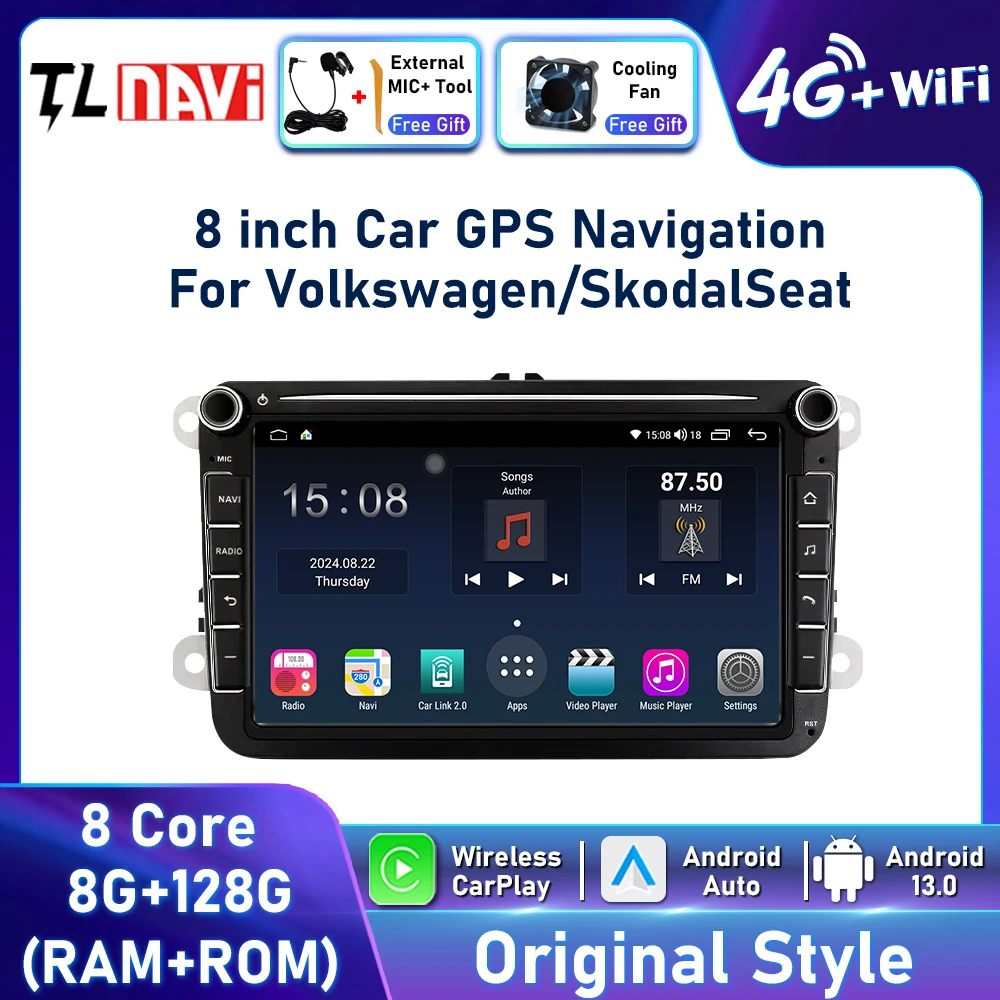Фото Автомобильный радиоприемник 2Din Android Auto для Volkswagen Golf 5 6 Polo Passat B6 B7 CC Skoda Jetta Универсальный мультимедийный Carplay GPS-навигация №1