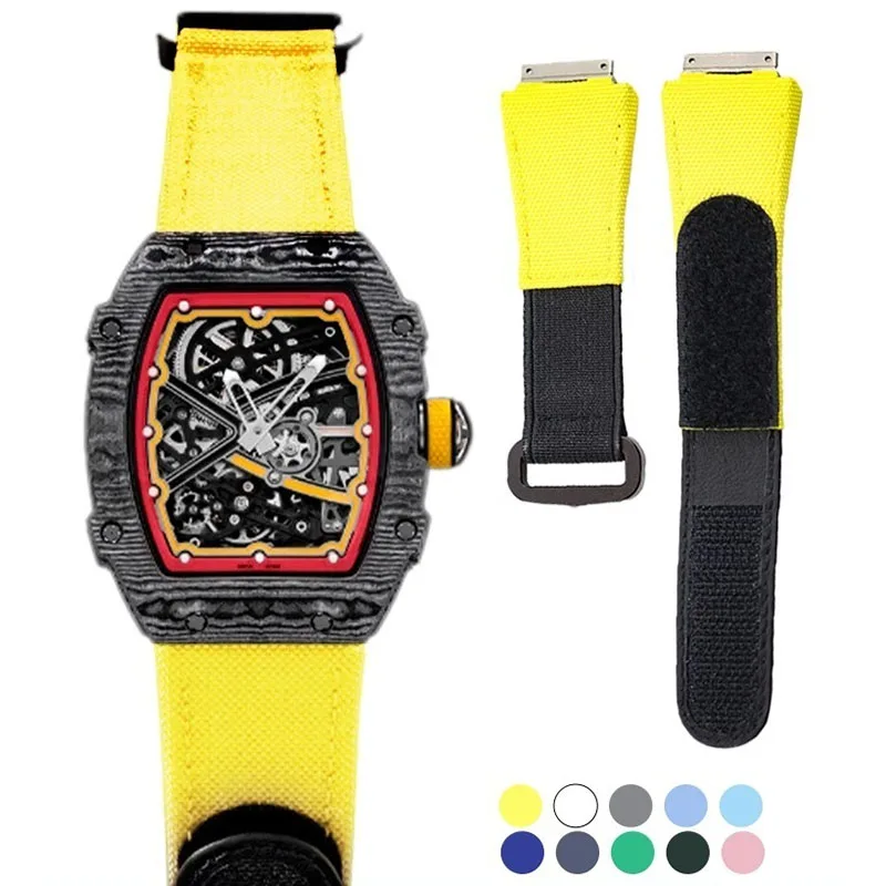 Фото Индивидуальный резиновый ремешок для часов FKM для часов Richard Mille, эластичный нейлоновый ремешок RM011 RM030 RM005 RM035 RM055 RM35-01 RM67 браслет №1