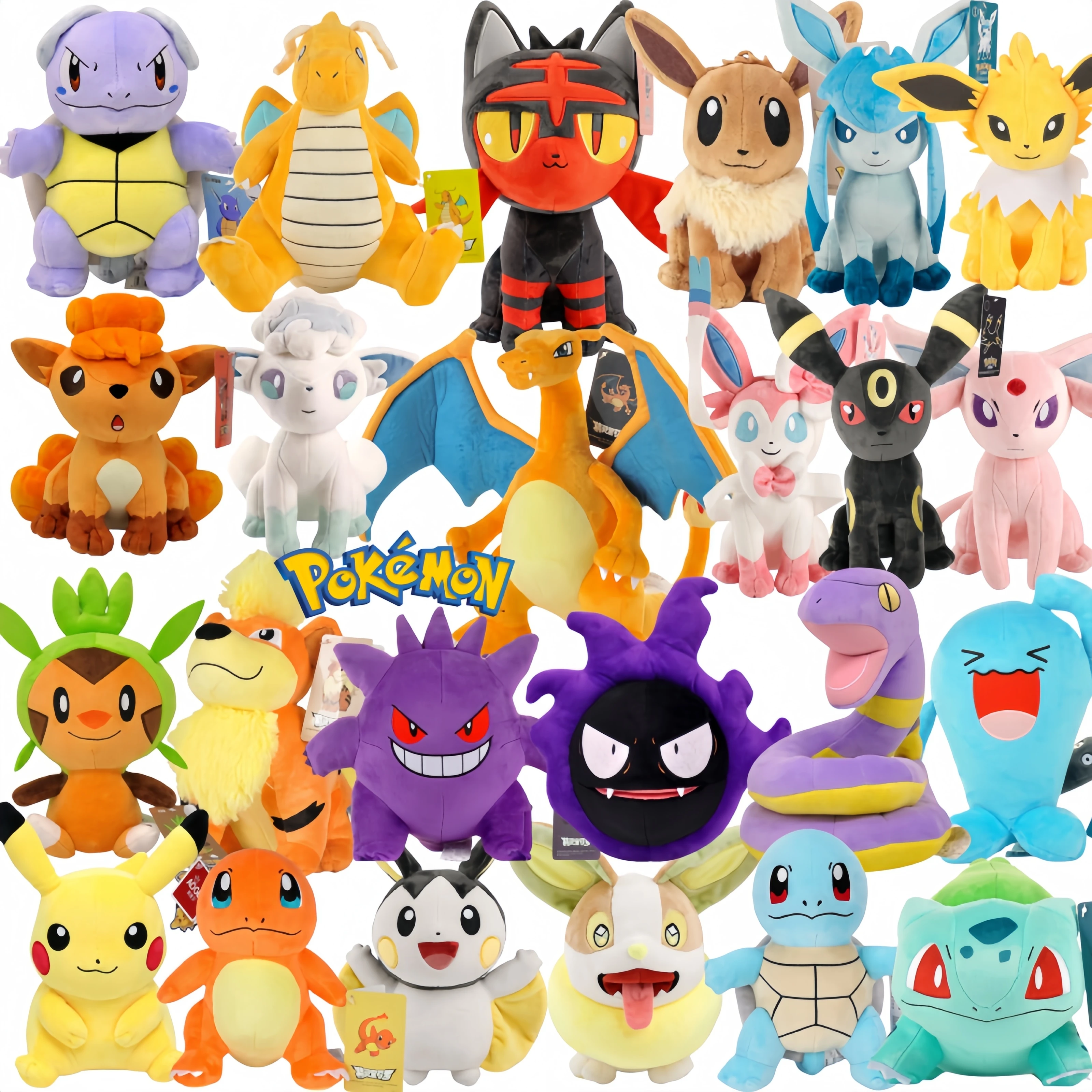 Original Pokemon Collection Litten Plush Piakchu Gangar Yamper Alola Vulpix Stuffed Doll Kawaii Charizard Sylveon Umbreon Toys