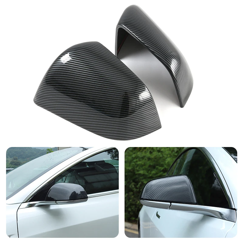 

Auto Car Rear View Side Mirror Cover Trim Carbon Fiber Style For Tesla Model Y Rear View Mirror Shell Replacement Auto Style