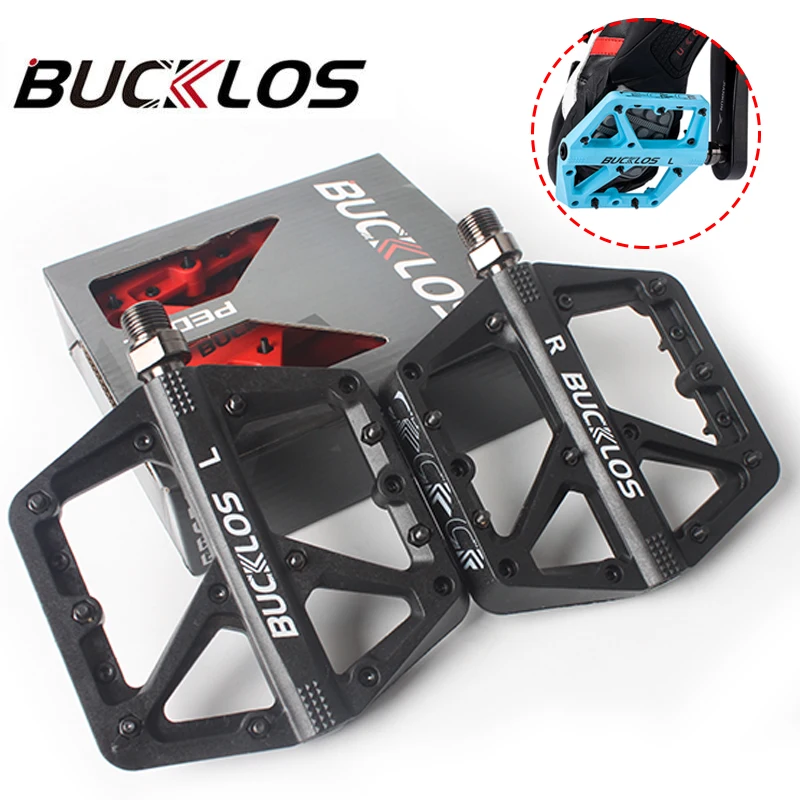 

BUCKLOS Mountain Bike Pedal Bicycle Ultralight Nylon DU Bearings Pedals Pedals Flat Platform Bmx Mtb Pedal Cycling Accessories