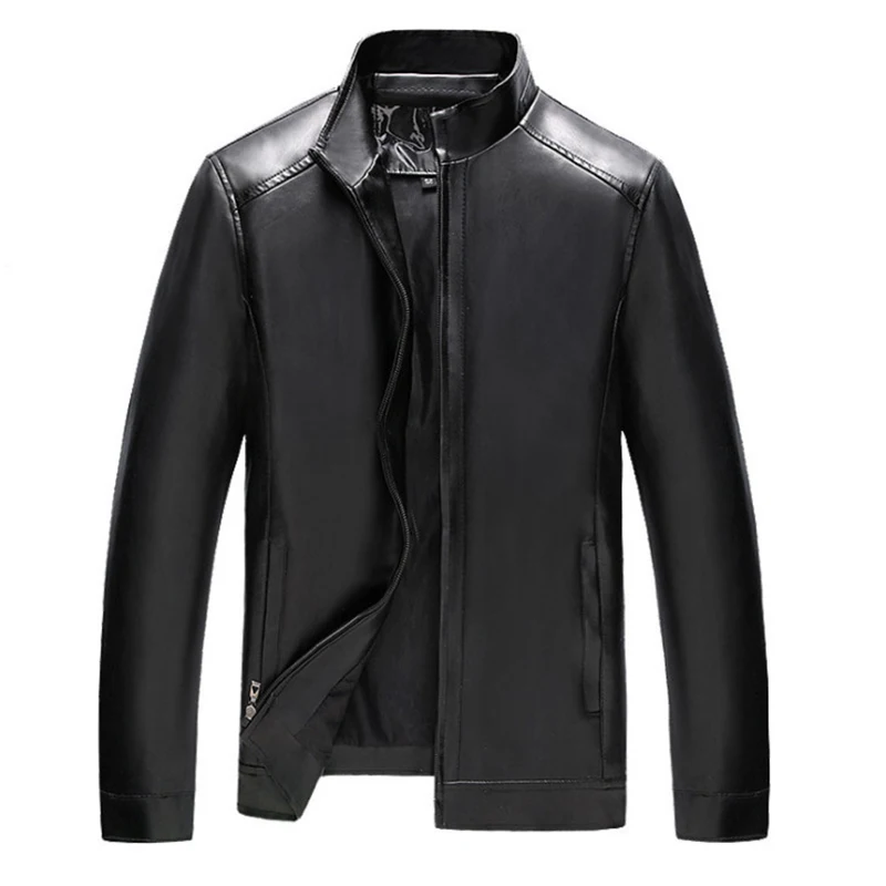 

New Leather Jacket Men Spring Autumn Stand Collar Pu Coats Casual Male Fashion Motorcycle M-3Xl