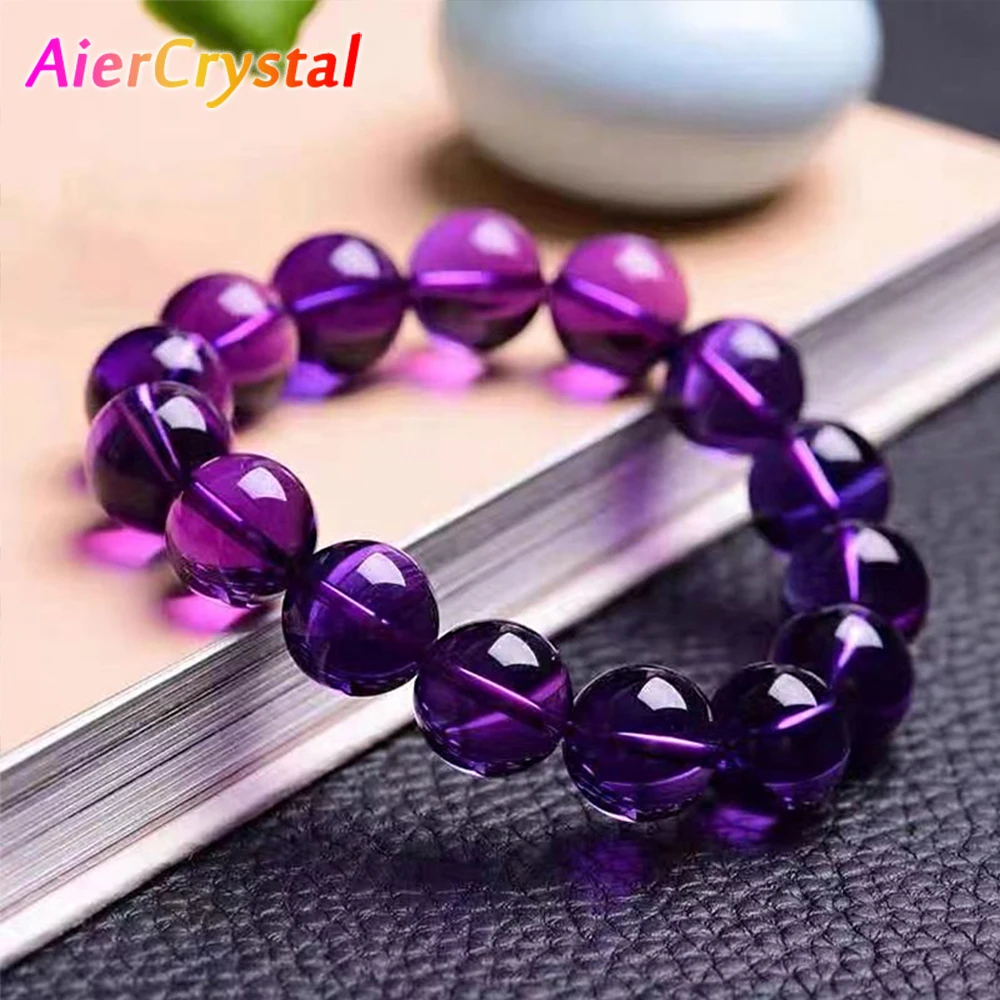 

Natural Amethyst Bracelet Women Men Purple Quartz Stone Beaded Healing Bracelet Couple Brazalete Fashion Jewelry Gifts for Lover