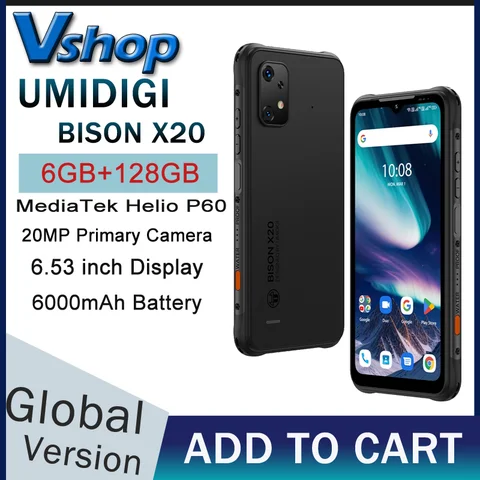Смартфон UMIDIGI BISON X20 защищенный, 6 + 128 ГБ, 6,53 дюйма, HD, 6000 мАч, Android 13
