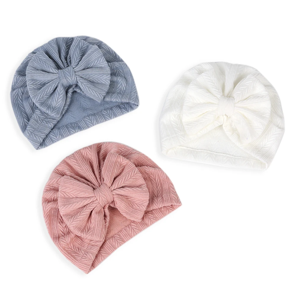 

New Born Beanie with Bow Cotton Soft Bowknot Bonnet for Baby Girls Turban Hat Newborn Hospital Warm Hats Skullies Cute Headdress