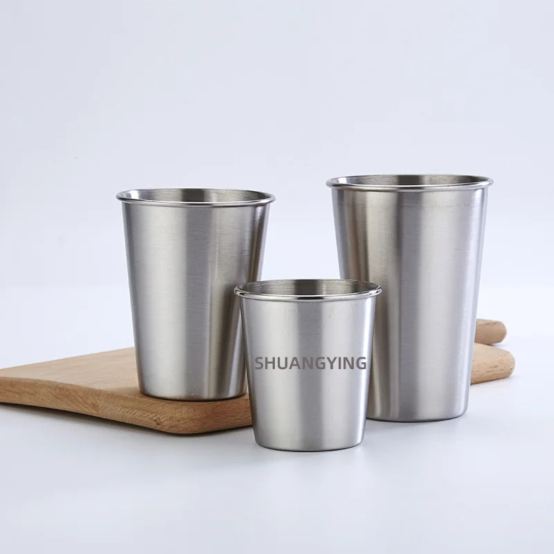 Outdoor 3 sizes 200/350/500 stainless steel beer mug juice cold drink mug single layer crimp 16oz cold water mug