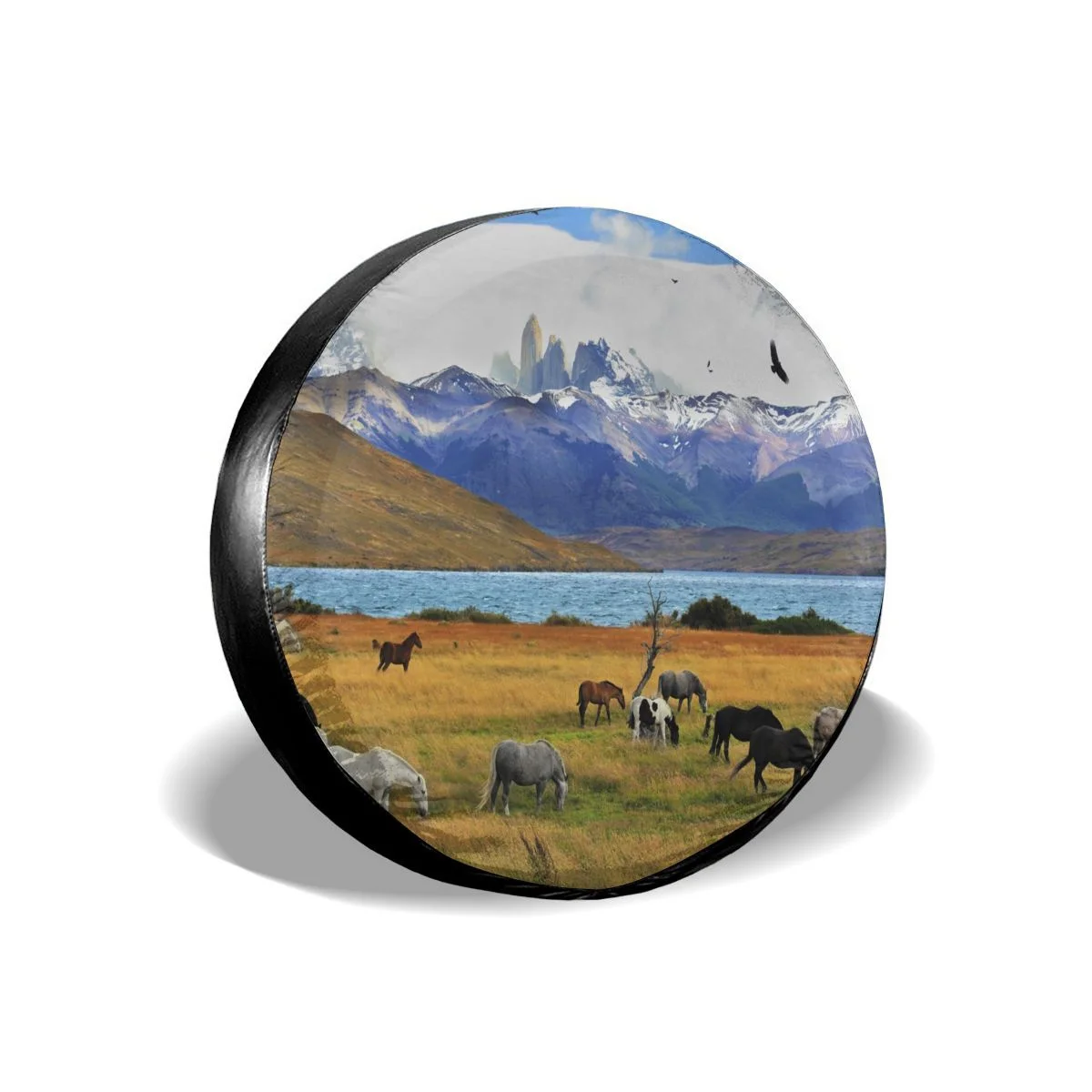 

Printed Spare Tire Cover Decorative Tire Cover Universal Fit Wheel Covers - Scenery Animal Farm With Horses