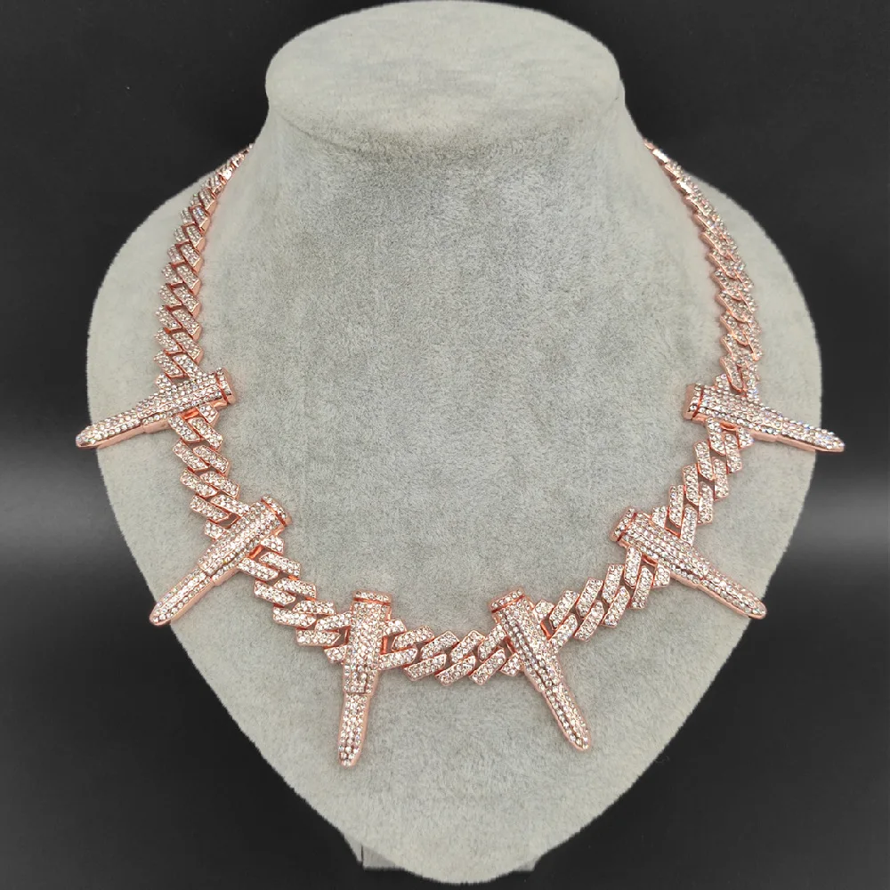 Блестящая ожерелье с цепью кубической формы для мужчин и женщин, усыпанное камнями, 13 мм, в форме пули. Хип-хоп украшения на шее. Бесплатная доставка.