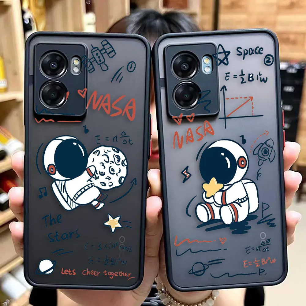 

Matte Cartoon Hey Cute Astronaut Matte Case for OPPO A97 A96 A95 A94 A93 A92 A92S A78 A74 A73 A72 A55 A54 A53 A17 A16 Case Shell