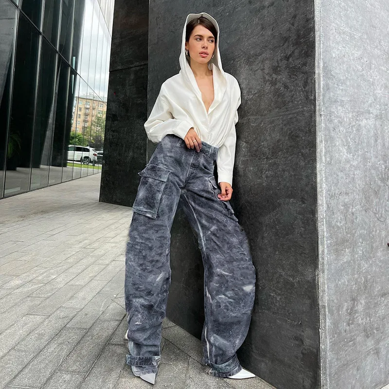 

Cargo Women Pantalons Pants Y2k Baggy Straight Leg Loose And Wide Grunge Clothes Tracksuit Pants Gothic Outfits For Women