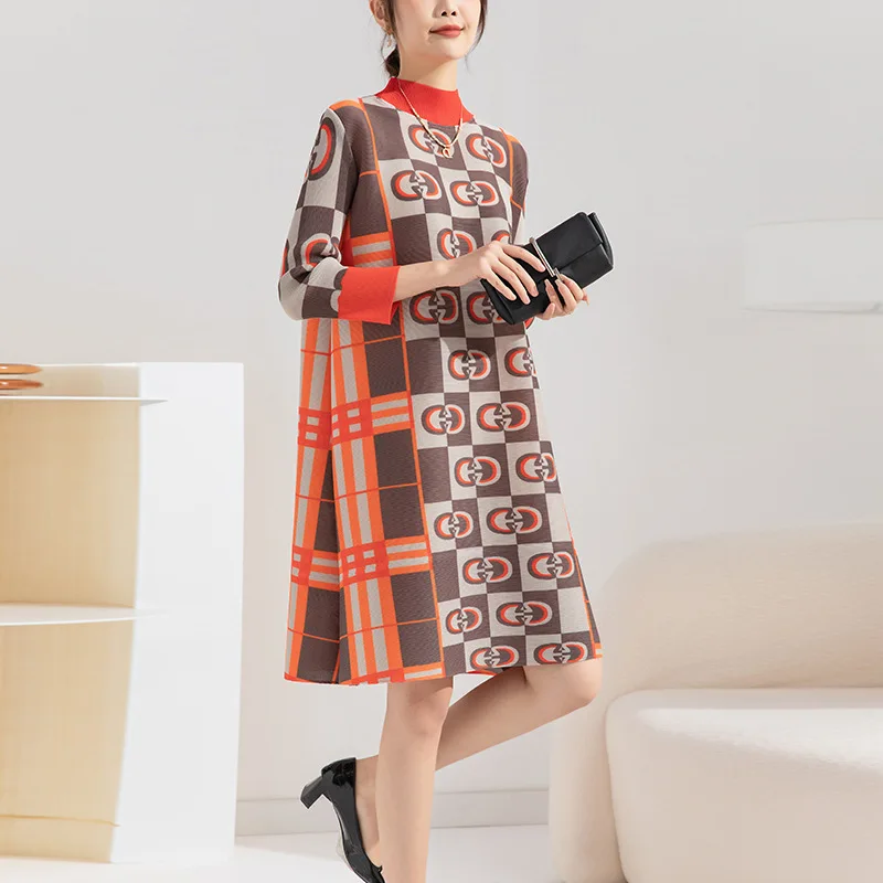 

Женское вечернее платье ALSEY Miyake, плиссированное элегантное свободное платье с разрезом, весна-осень 2023