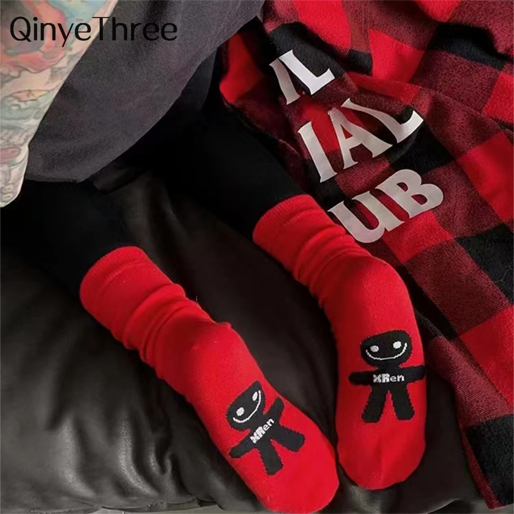 

Носки мягкие хлопковые в стиле унисекс, креативные повседневные для мужчин и женщин, с Новым годом, красные серые Мультяшные персонажи