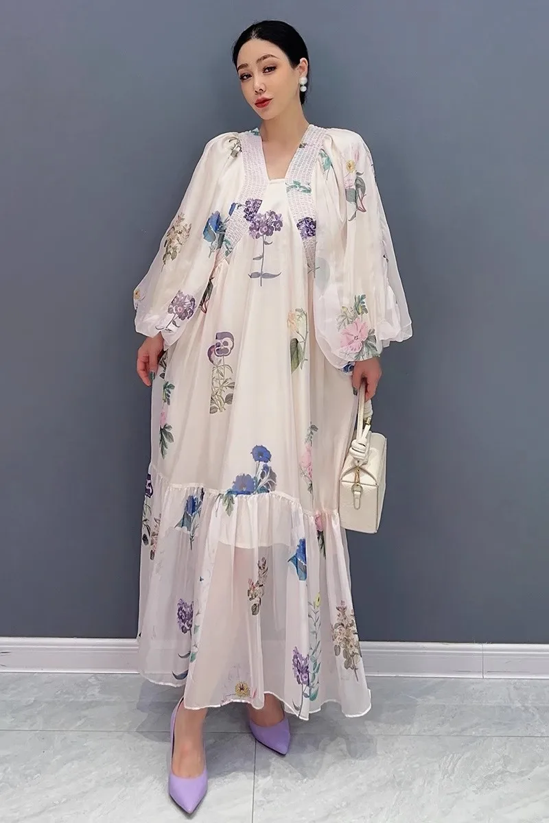 Осенние новые свободные элегантные длинные платья с принтом женские модные