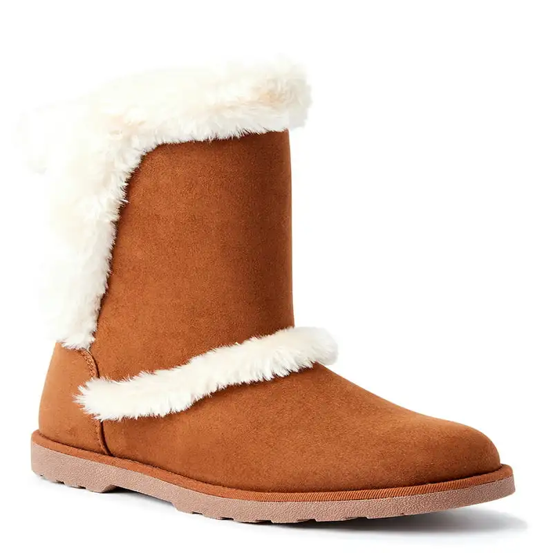

Vegan Suede Faux Fur Mid Calf Boots