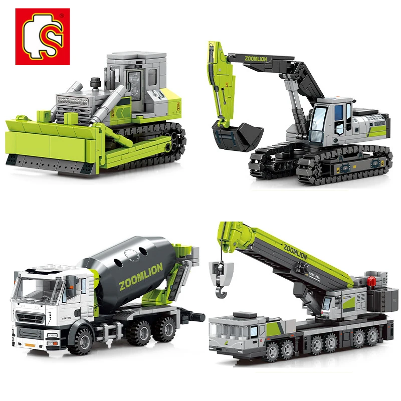 

Engineering Vehicle Building Blocks Crane Bulldozer Excavator Car City Construction MOC Bricks Toys Set For Children Kids Gifts