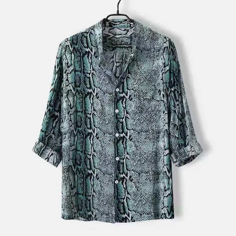 

Ropa De Hombre 2022 Spring New Shirt Men's Shirt Fashion Leopard Print Stand Collar Men's Shirt