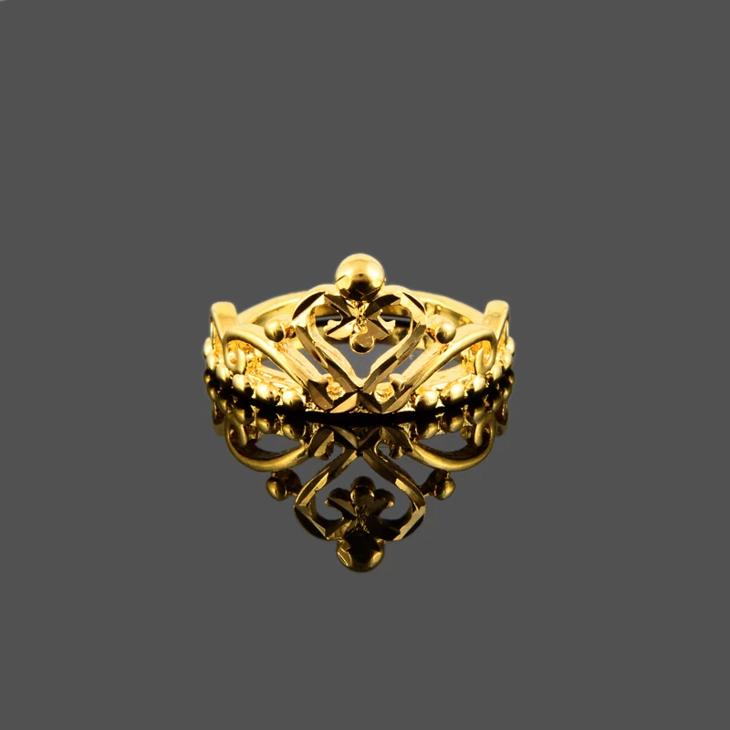 Роскошные элегантные модные женские кольца желтое золото на палец с короной