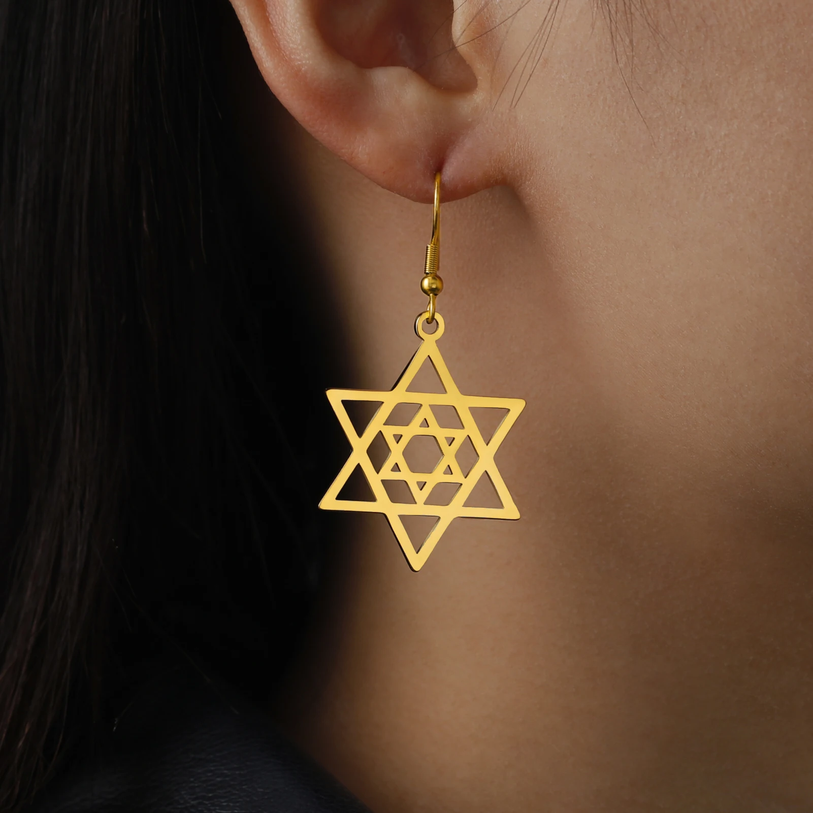 Lucktune серьги в виде звезды Давида из нержавеющей стали шестиконечные для женщин