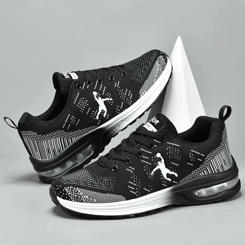 Summer Knitting Air Cushion Running Shoes Unisex Non-slip Men Training Shoes Breathable Men's Running Sneakers Large Size 36-47