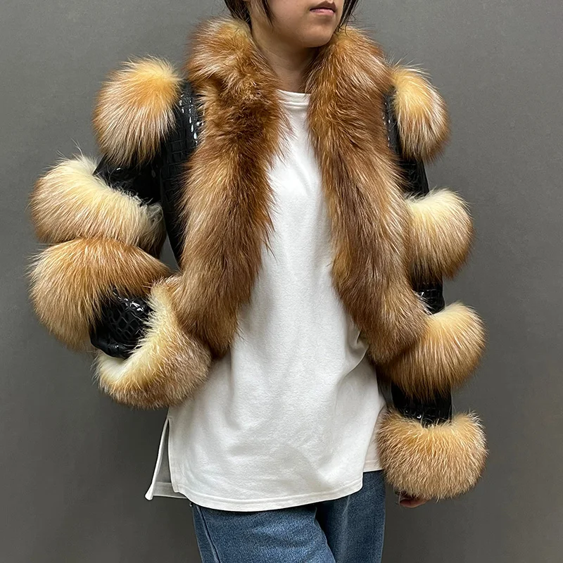 New Style Fashion Women Fluffy Real Leather Jacket With Fur Lady Sheepskin Leather Coat NZ5275