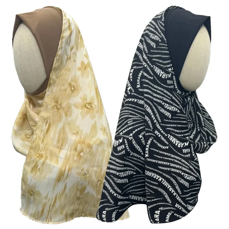 2023 New Women's Headscarf Muslim Hui Middle East Malay Ethnic Set Head Printed Patchwork Chiffon Headscarf Is Code