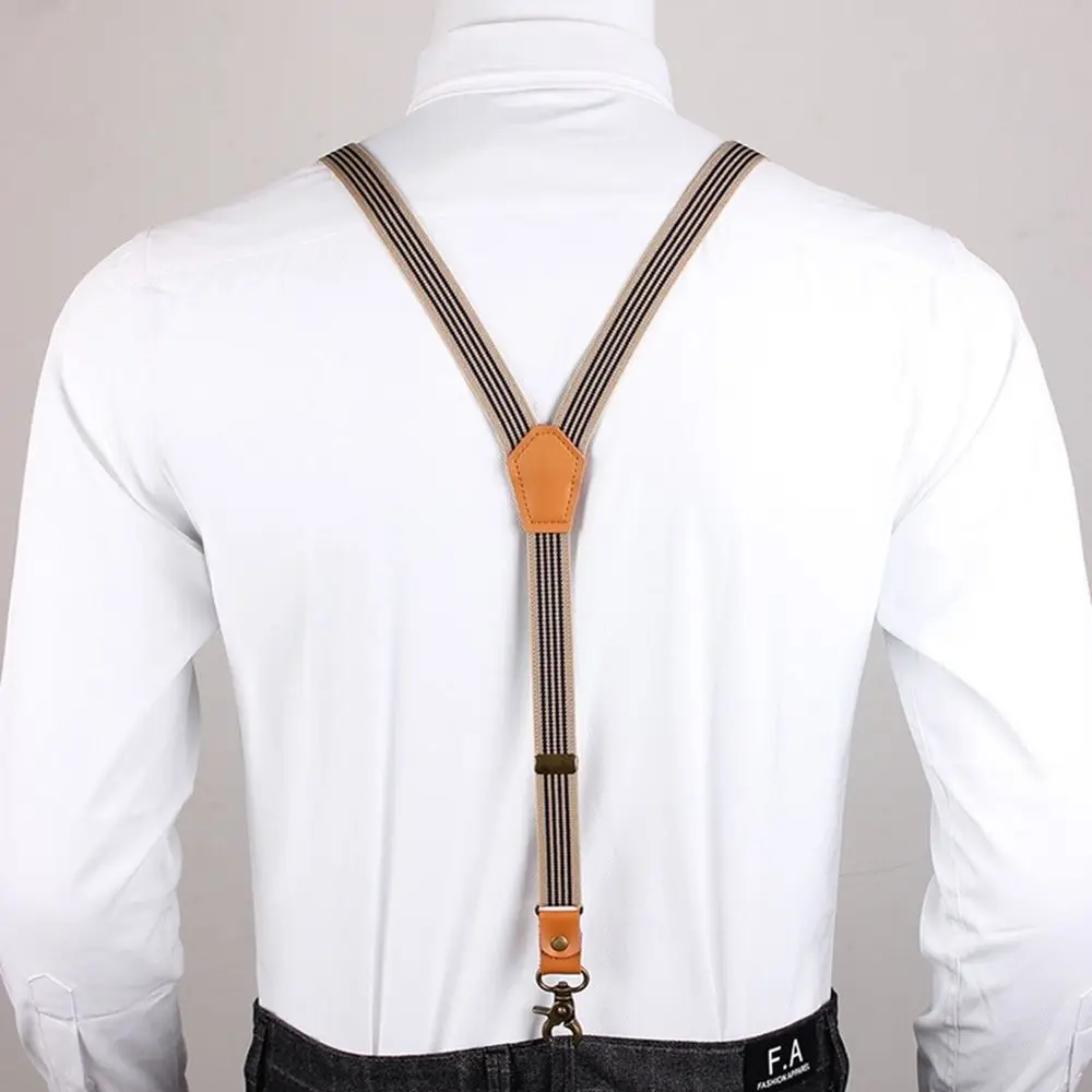 

Straps Solid Color Performance For Men 3 Hooks Tie Suspenders Adjustable Braces Suspenders Clips Hanging Pants Clip