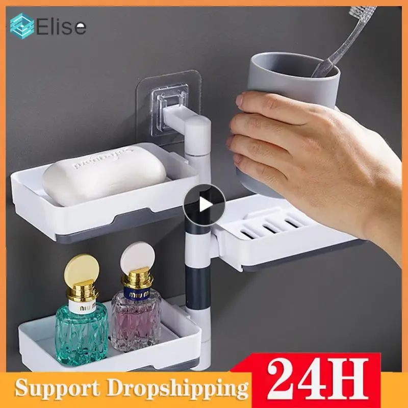 

No Drilling Three-layer Soap Holder Rotable Soap Dishes Drain No Punching Soap Rack Storage Rack Creative Soap Box