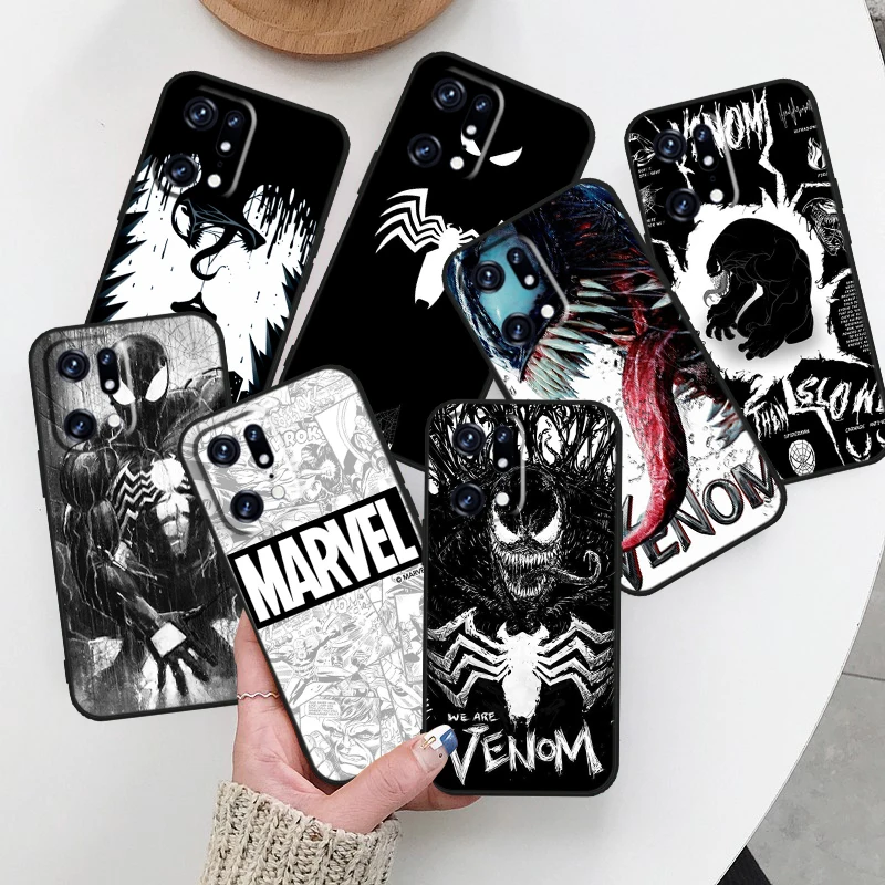 

Marvel Funny Venom Cool For OPPO Find X5 X3 X2 Neo Reno 7 6 5 Lite Pro 4Z 4G 5G Silicone Soft TPU Black Phone Case Cover