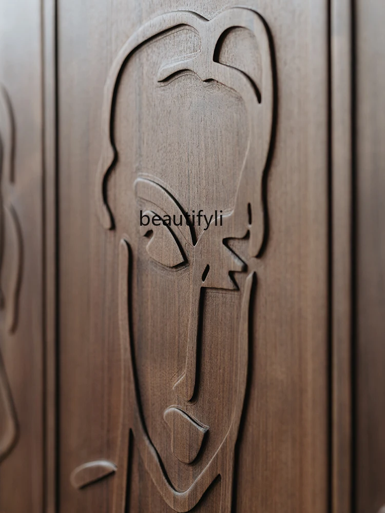 Боковой шкаф Zhonggu буфетный для гостиной из черного ореха твердая древесина ретро