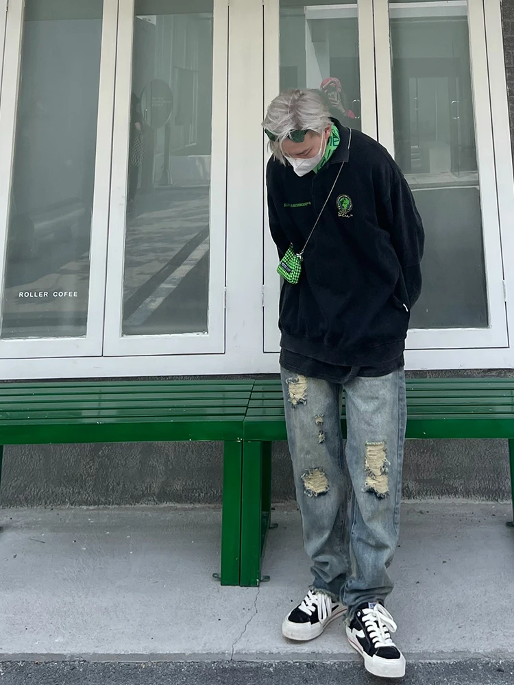 Fashion Men's Jeans Hip Hop Ripped Men's Pants Baggy Jeans Korean Fashion Streetwear Y2k Clothes Brand Jeans Jeans Aestethic